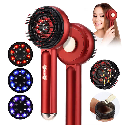 Electric Massage Comb Vibration Massager Red Light Follicle Comb Scalp Brush Hair Growth anti Hair Loss Liquid Oil Applicator