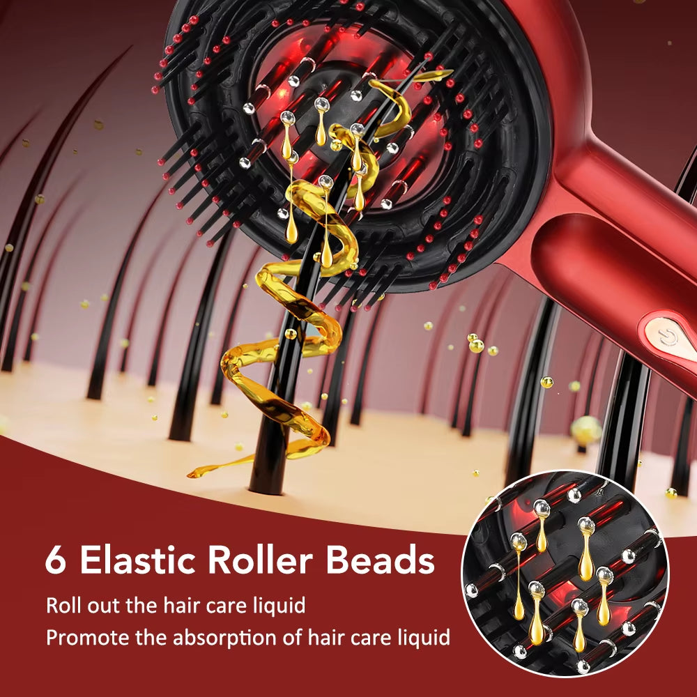 Electric Massage Comb Vibration Massager Red Light Follicle Comb Scalp Brush Hair Growth anti Hair Loss Liquid Oil Applicator